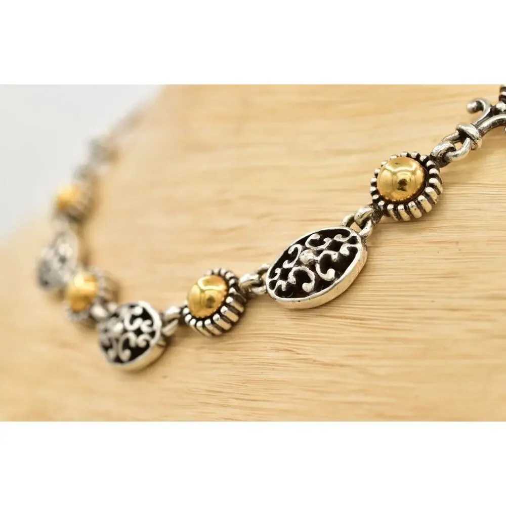 Brighton Barcelona Collar Necklace Silver Plated Gold Tone Retired Signed BinBL